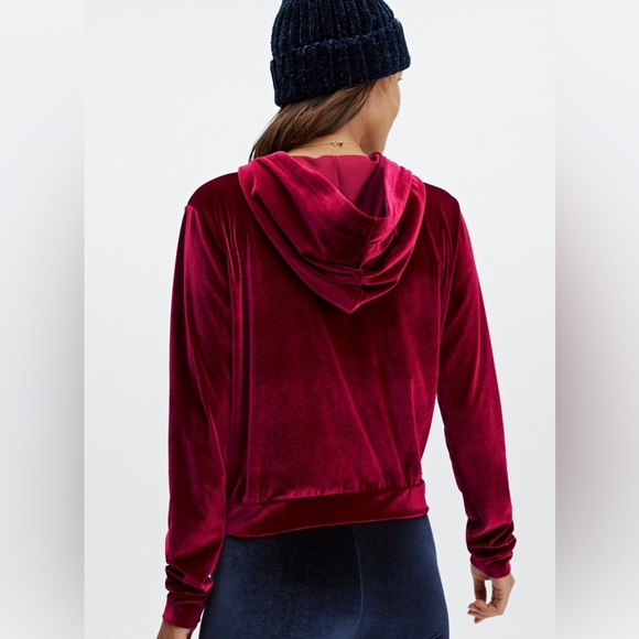 Fabletics - Velour Hoodie Cherry Burst Red Size S Zip Up - Picture 3 of 8